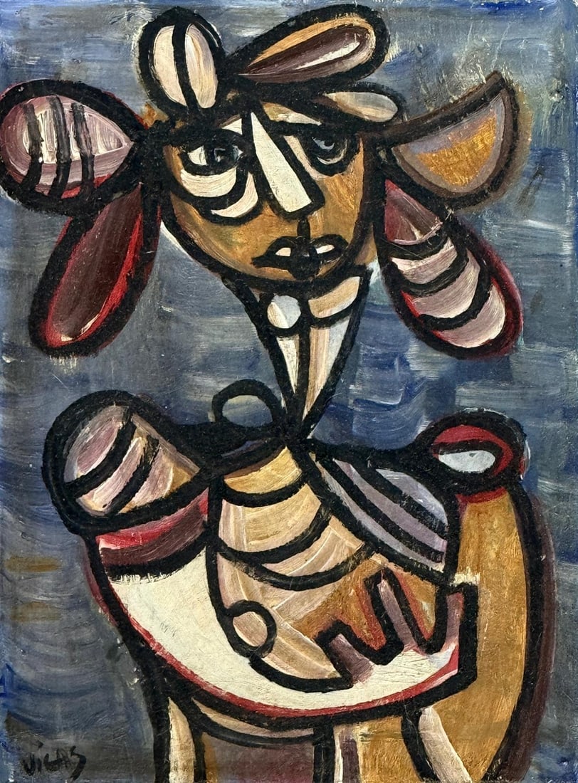 Oswaldo Vigas, Oil on panel.: Oswaldo Vigas (1926–2014) Title: Untitled, Medium: Oil on panel, Size: 16 h x 12 w in, Date: ca. 1990. This lot is accompanied by a COA (Certificate of Attribution) and is not a reproduction, it is 
