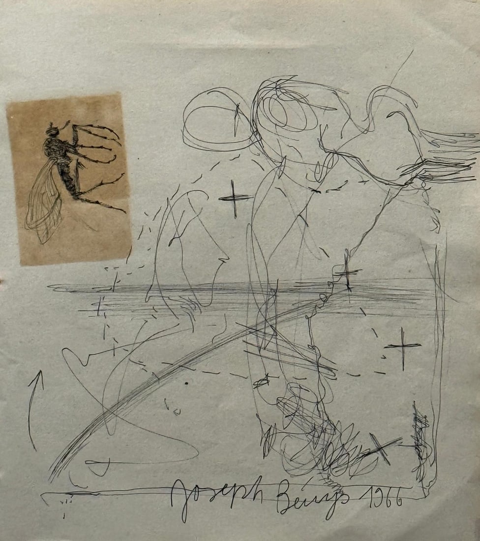 Joseph Beuys, Ink on Paper.: Joseph Beuys (1921-1986) Title: Untitled (Abstract composition), Medium: Ink on Paper, Size: 11 h x 10 w (in), Date: 1966. This lot is accompanied by a COA (Certificate of Attribution) and is not a re