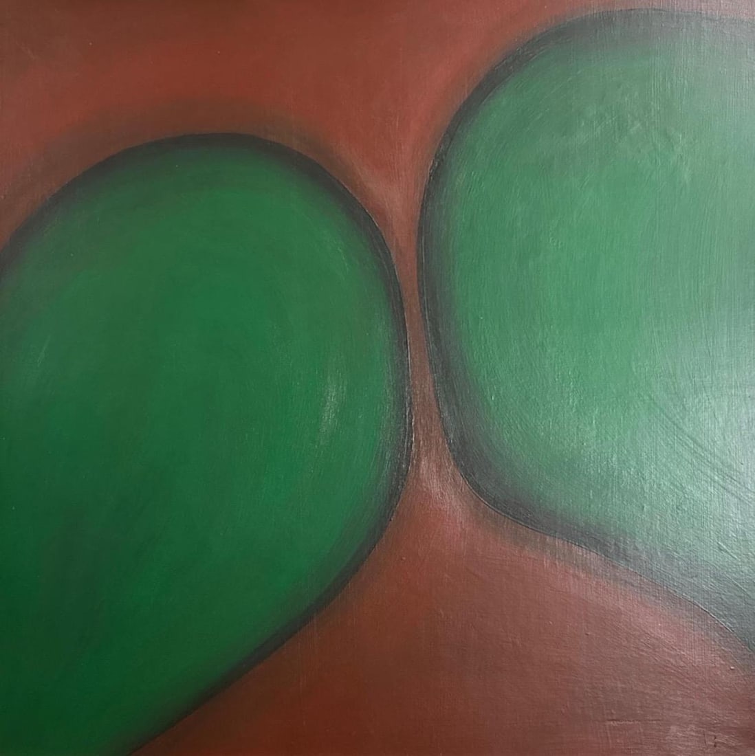 Huguette Caland,Oil on canvas.: Huguette Caland (Lebanese, 1931–2019) Title: Untitled (Abstract composition), Medium: Oil on canvas, Date: 1979, Size: 30 h x 30 w in. This lot is accompanied by a COA (Certificate of Attribution), 