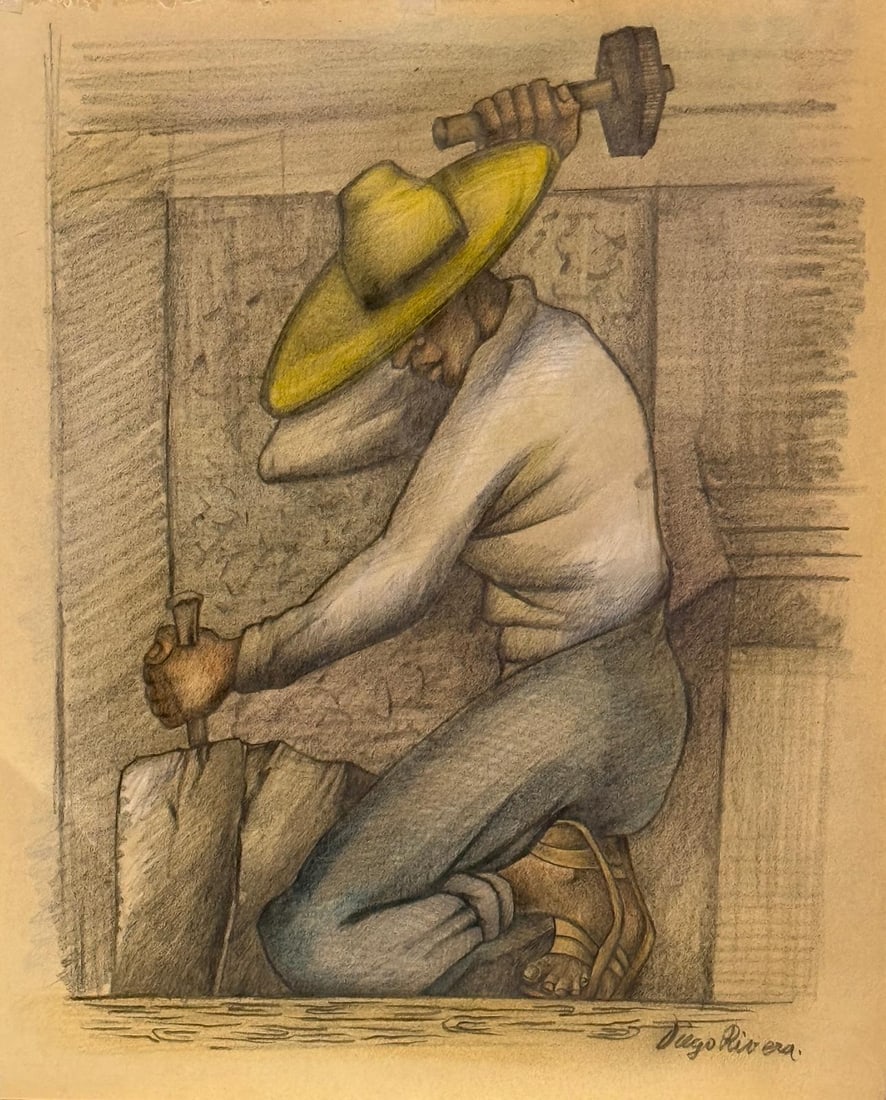Diego Rivera, Charcoal and pastel on paper. (1 of 5)