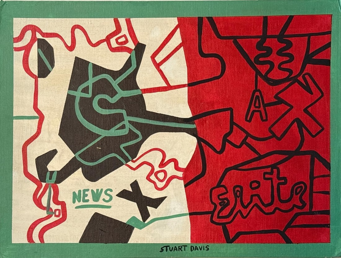 Stuart Davis, Oil on canvas board.: Stuart Davis (1892–1964) Title: Untitled (Pochade), Medium: Oil on canvas board, Size: 18.25" h x 24.25" w inches, Date: circa 1956-58. This lot is accompanied by a COA (Certificate of Attribution) 