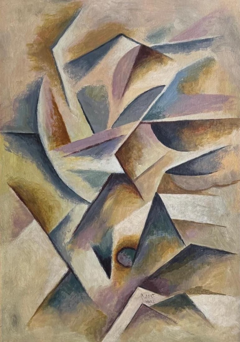 Robert Marc, Oil on cardboard.: Robert Marc (1943–1993) Title: Untitled (Abstract composition), Medium: Oil on cardboard , Size: 42" h x 30" w inches, Date: Undated. This lot is accompanied by a Certificate of COA (Attribution and