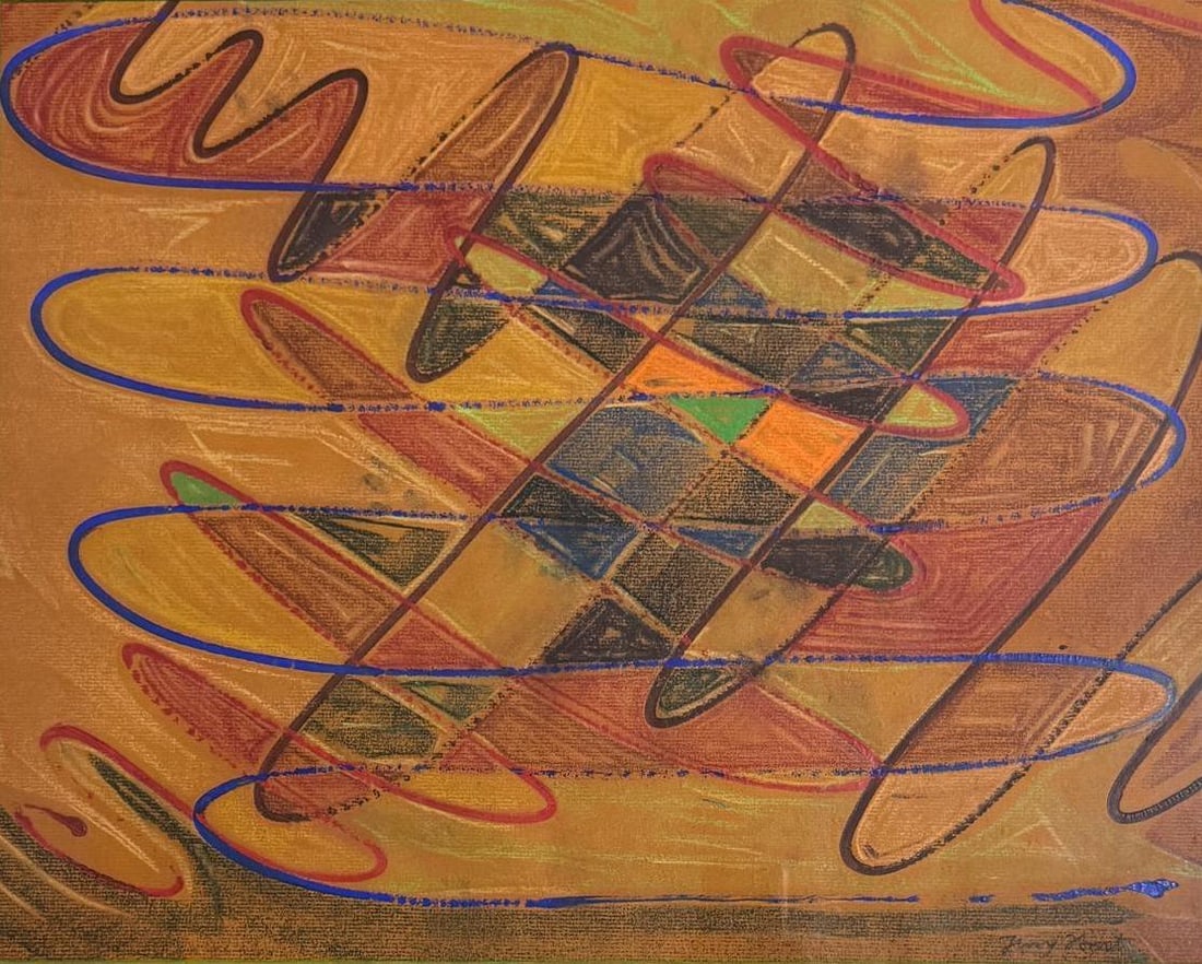 Terry Frost, Mixed media on paper.: Terry Frost (1915–2003) Title: Untitled (Abstract composition), Medium: Mixed media on paper, Size: 15.50 h x 19.50 w in, Date: ca. 1950. This lot is accompanied by a COA (Certificate of Attribution