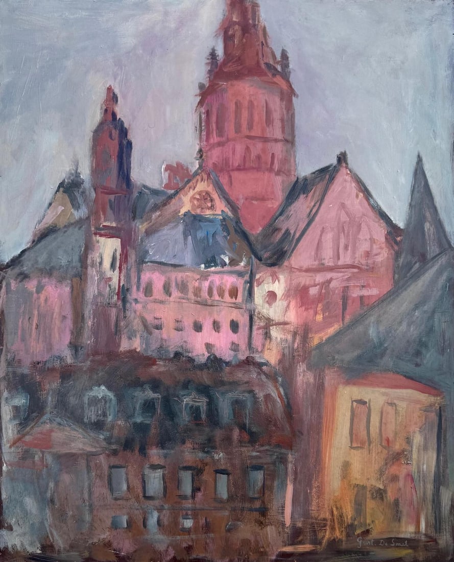 Gustave de Smet, Oil on board.: Gustave de Smet (Belgian, 1877–1943) Title: Untitled, Medium: Oil on board, Size: 33.50 h x 27 w in. This lot is accompanied by a COA (Certificate of Attribution), and is not a reproduction, It is a