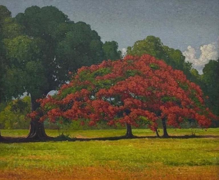 Domingo Ramos Enriquez (1894-1956) Title: Untitled (Landscape), Medium: Oil on canvas: Domingo Ramos Enriquez (1894-1956) Title: Untitled (Landscape), Medium: Oil on canvas, Date: circa 1936, Size: 21" h x 24" w inches. This lot is accompanied by a COA (Certificate of Authenticity) and 