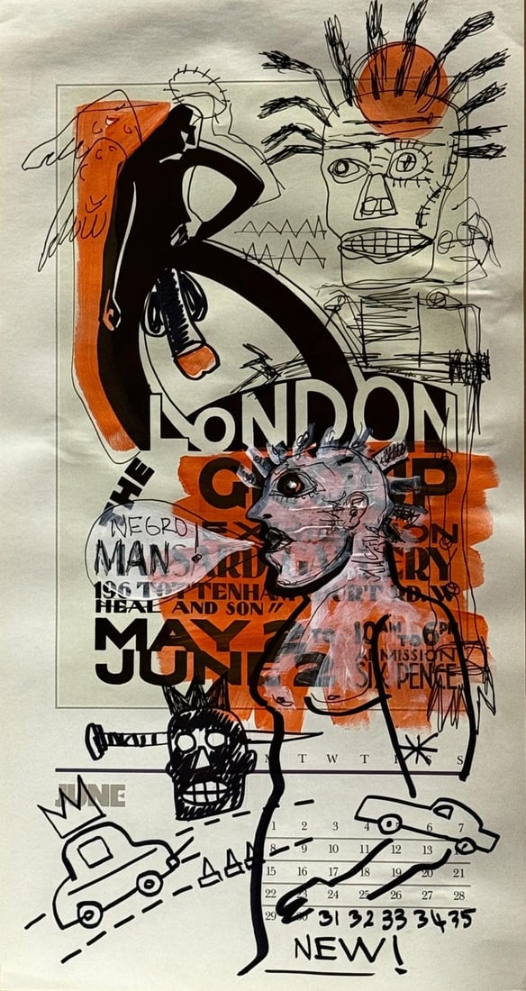 Jean-Michel Basquiat, Acrylic on calendar paper from 1981.: Jean-Michel Basquiat (1960–1988) Title: Untitled (June 31-32-33-34-35), Medium: Acrylic on calendar paper from 1981, Date: ca. 1981, Size: 23 h x 12 w in. This lot is accompanied by a COA (Certifica