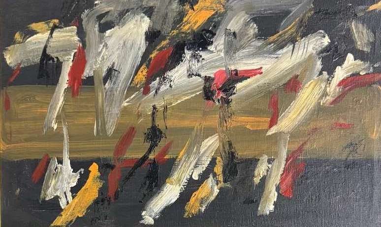 Michael Goldberg, Oil on canvas.: Michael Goldberg (American, 1924-2007) Title: Untitled (Abstract composition), Medium: Oil on canvas, Date: 1966, Size: 10 h x 16 w in. This lot is accompanied by a COA (Certificate of Attribution) an