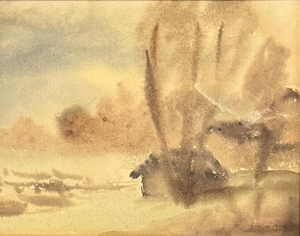 Zao Wou-Ki, Watercolor and ink on paper.: Zao Wou-Ki (Chinese/French, 1920-2013) Title: Untitled, Medium: Watercolor and ink on paper, Date: Undated, Size: 8.50 h x 10.50 w in. This lot is accompanied by a COA (Certificate of Attribution) and
