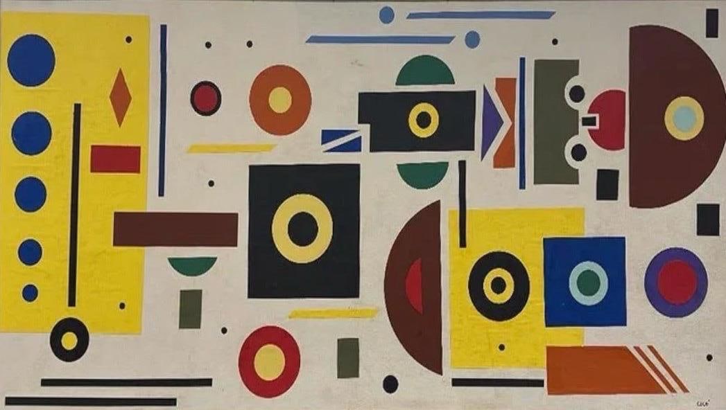 Lolo Soldevilla, Collage on board art.: Lolo Soldevilla (1901-1971) Title: Untitled (Composition), Medium: Collage on board art, Date: Undated, Size: 24 h x 48 w in). This lot is accompanied by a COA. We recommend that the buyer do their re