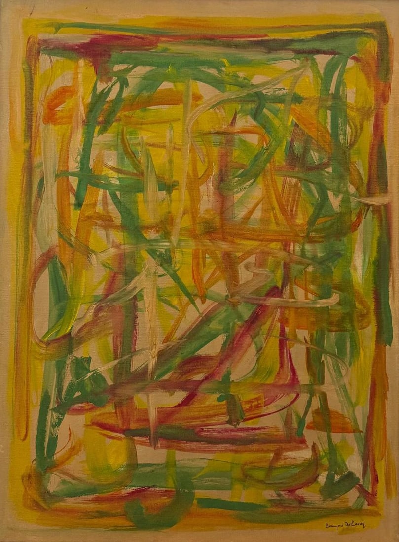 Beauford Delaney, Oil on canvas.: Beauford Delaney (American, 1901-1979) Title: Untitled (Abstract composition), Medium: Oil on canvas, Date: Undated, Size: 40 h x 30 w in. This lot is accompanied by a COA (Certificate of Attribution)