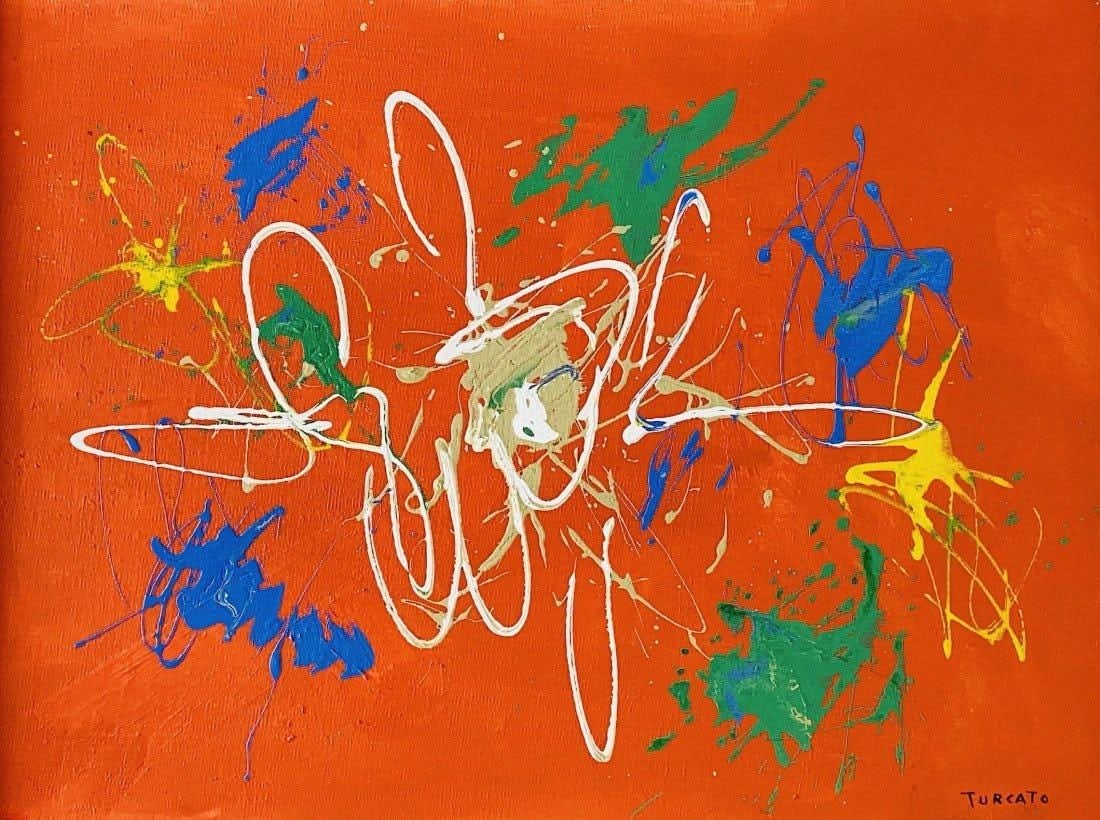 Giulio Turcato, Oil on canvas.: Giulio Turcato (1912-1995) Title: Untitled Abstract composition), Medium: Oil on canvas, Date: ca. 1970, Size: 18" H x 24.25" W inches. This lot is accompanied by a COA (Certificate of Attribution) an