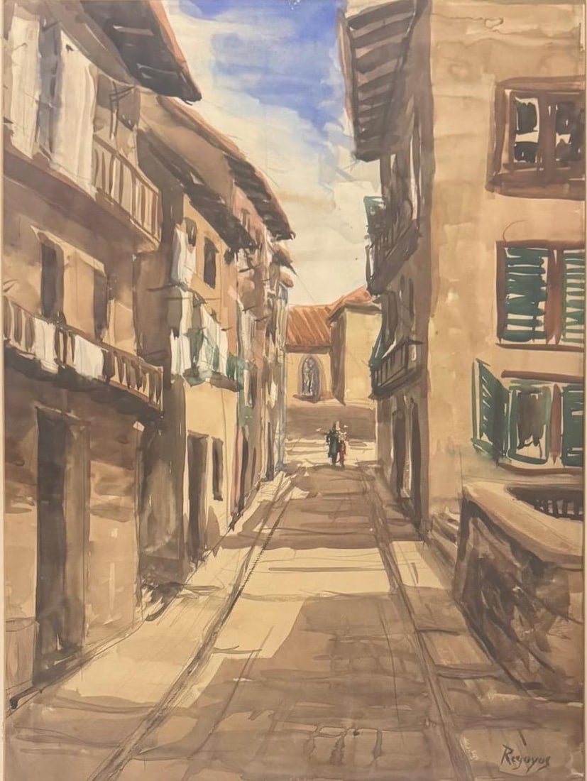 Dario de Regoyos, Watercolor on paper.: Dario de Regoyos (1857-1913) Title: Untitled, Medium: Watercolor on paper., Size: 23 h x 17 w in. This lot is accompanied by a COA (Certificate of Attribution), and is not a reproduction, It is a uniq