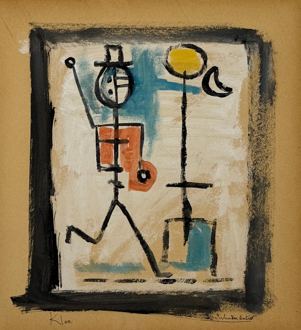 Paul Klee, Watercolor on paper.: Paul Klee (1879-1940) Title: Untitled, Medium: Watercolor on paper, Date: circa 1930, Size: 12.50 h x 12 w in. This lot is accompanied by a COA (Certificate of Attribution), and is not a reproduction,