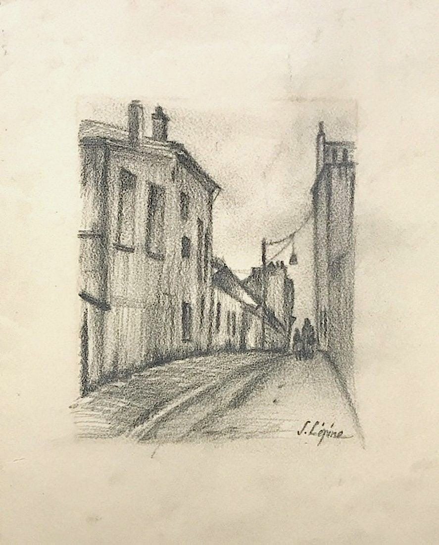 Stanislas Lepine, Pencil on paper.: Stanislas Lepine (1835-1892) Title: Untitled (La rue du Mont-Cenis), Medium: Pencil on paper, Size: 11.7 h x 8.75 w in, Date: ca. 1868. This lot is accompanied by a COA (Certificate of Attribution), a