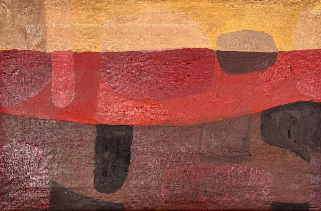 George Morrison, Oil on canvas.: George Morrison (American, 1919-2000) Title: Untitled, Medium: Oil on canvas, Size: 12 1/4 h x 18 5/8 w in. This lot is accompanied by a COA (Certificate of Attribution), and is not a reproduction, it