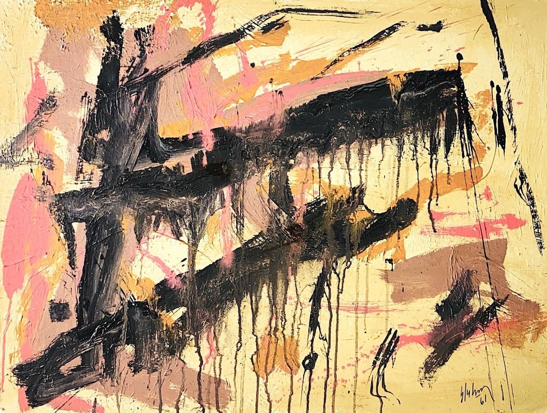 Norman Bluhm, Oil on canvas board.: Norman Bluhm (1921-1999) Title: Untitled (Abstract composition), Medium: Oil on canvas board, Date: 1961, Size: 22 x 30 in. This lot is accompanied by a COA (Certificate of Attribution), and is not a 