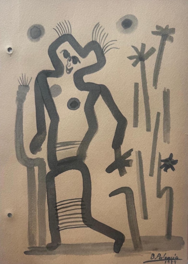 Benjamin Palencia Perez, Ink on paper.: Benjamin Palencia Perez (1894-1980) Title: Untitled, Medium: Ink on paper, Size: 11.50 h x 8 w inches, Date: 1934. It is a unique piece. We recommend that the buyer do their research before bidding on