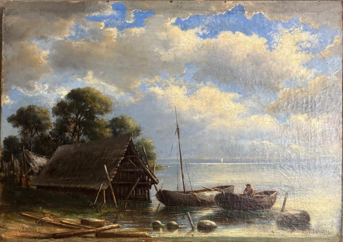 Frederick Schafer, Oil on canvas.: Frederick Schafer (1839-1927)Title: Untitled (Seascape), Medium: Oil on canvas, Date: Undated, Size: 16.25" h x 23" w inches. This lot is accompanied by a COA (Certificate of Attribution), and is not 
