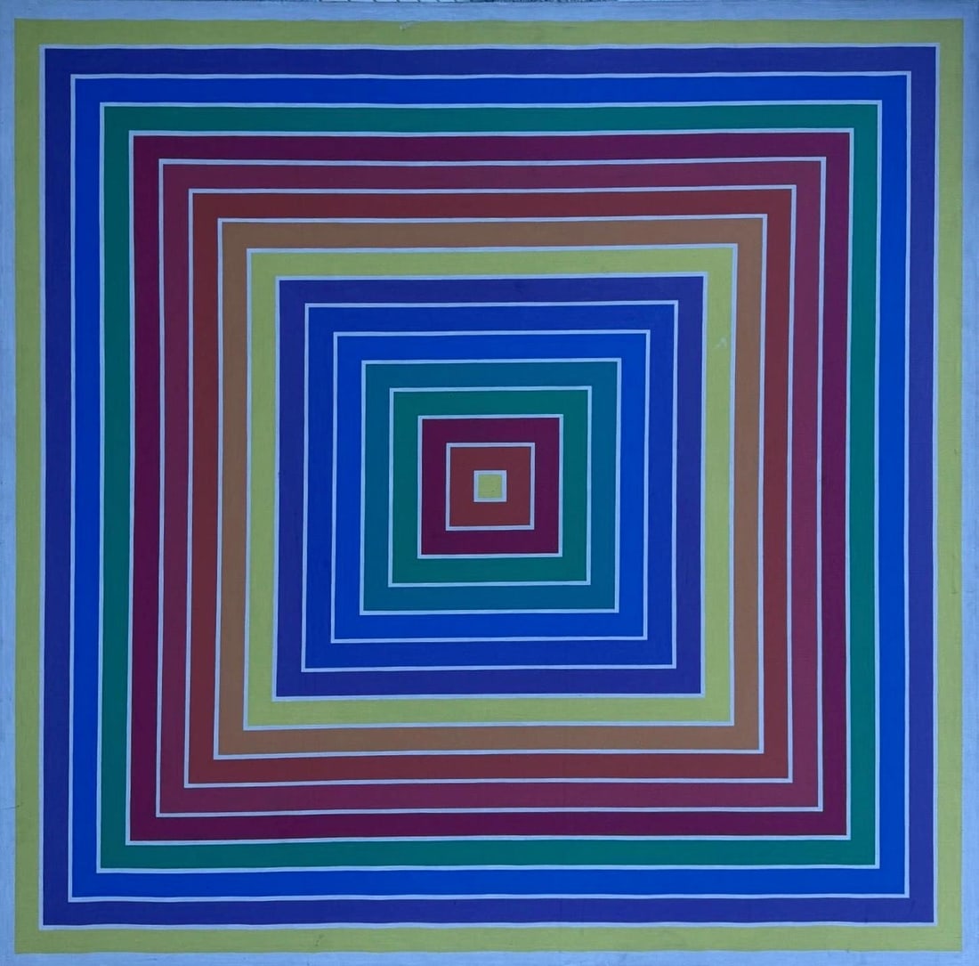 Frank Stella, Acrylic on canvas.: Frank Stella (1936-2024) Title: Untitled, Medium: Acrylic on canvas, Date: 1978, Size: 60 h x 60 w in. This lot is accompanied by a COA (Certificate of Attribution) and is not a reproduction, it is a 