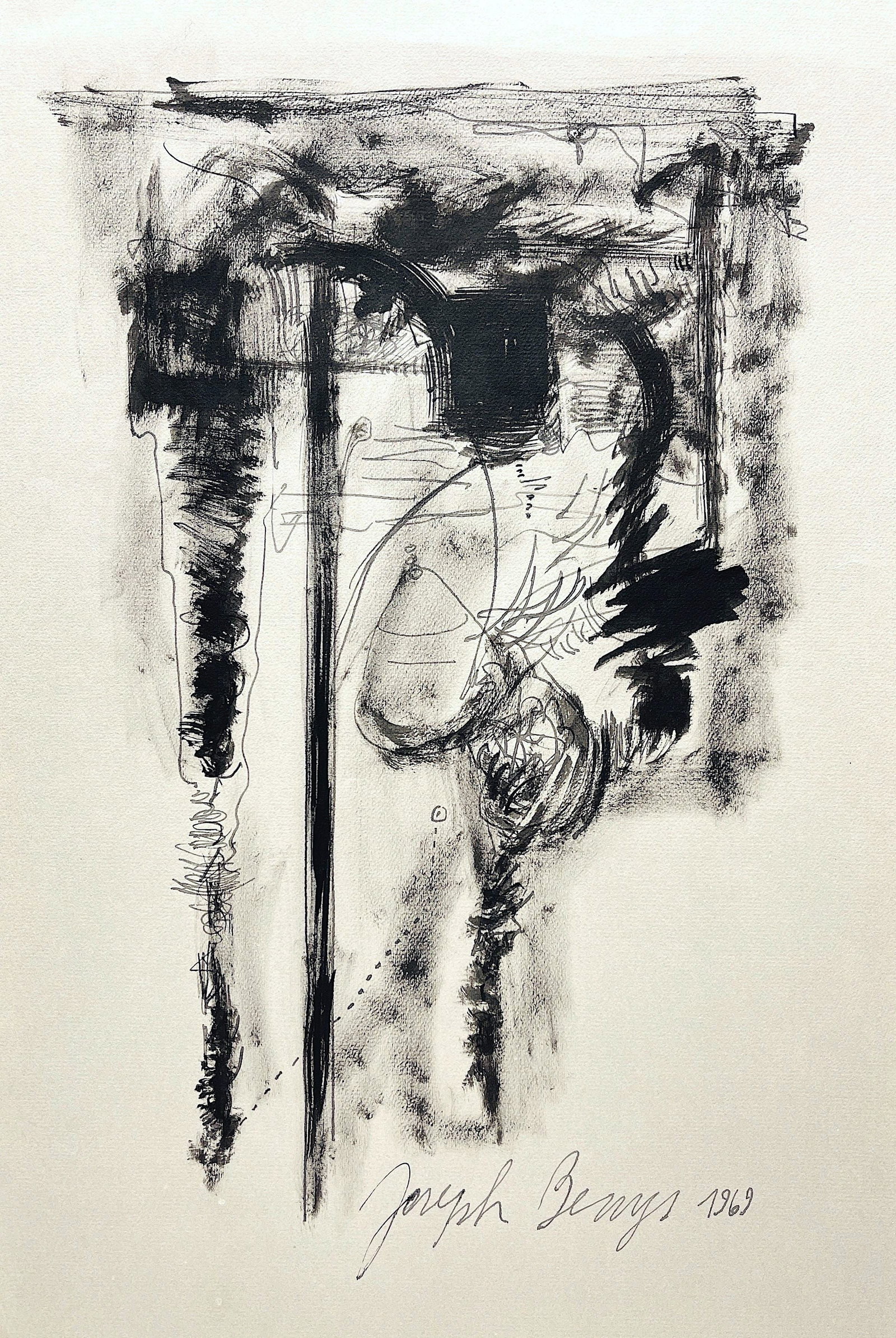 Joseph Beuys, Gouache and ink on paper.: Joseph Beuys (1921-1986) Title: Untitled (Abstract composition), Medium: Gouache and Ink on Paper, Size: 18" H x 12" W (in), Date: 1969. This lot is accompanied by a COA (Certificate of Attribution), 