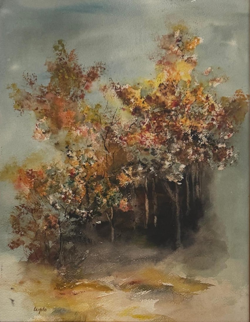 Le Pho, Watercolor on paper.: Le Pho (French/Vietnamese, 1907-2001) Title: Untitled (Landscape), Medium: Watercolor on paper, Size: 17.75 h x 13.25 w inches, Date: Undated. This lot is accompanied by a COA (Certificate of Attribut