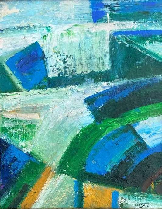 Ram Kumar, Oil on canvas.: Ram Kumar (1924-2018) Title: Untitle (Abstract composition), Medium: Oil on canvas, Size: 20 h x 16 w inches. It is a unique piece. We recommend that the buyer do their research before bidding on the 