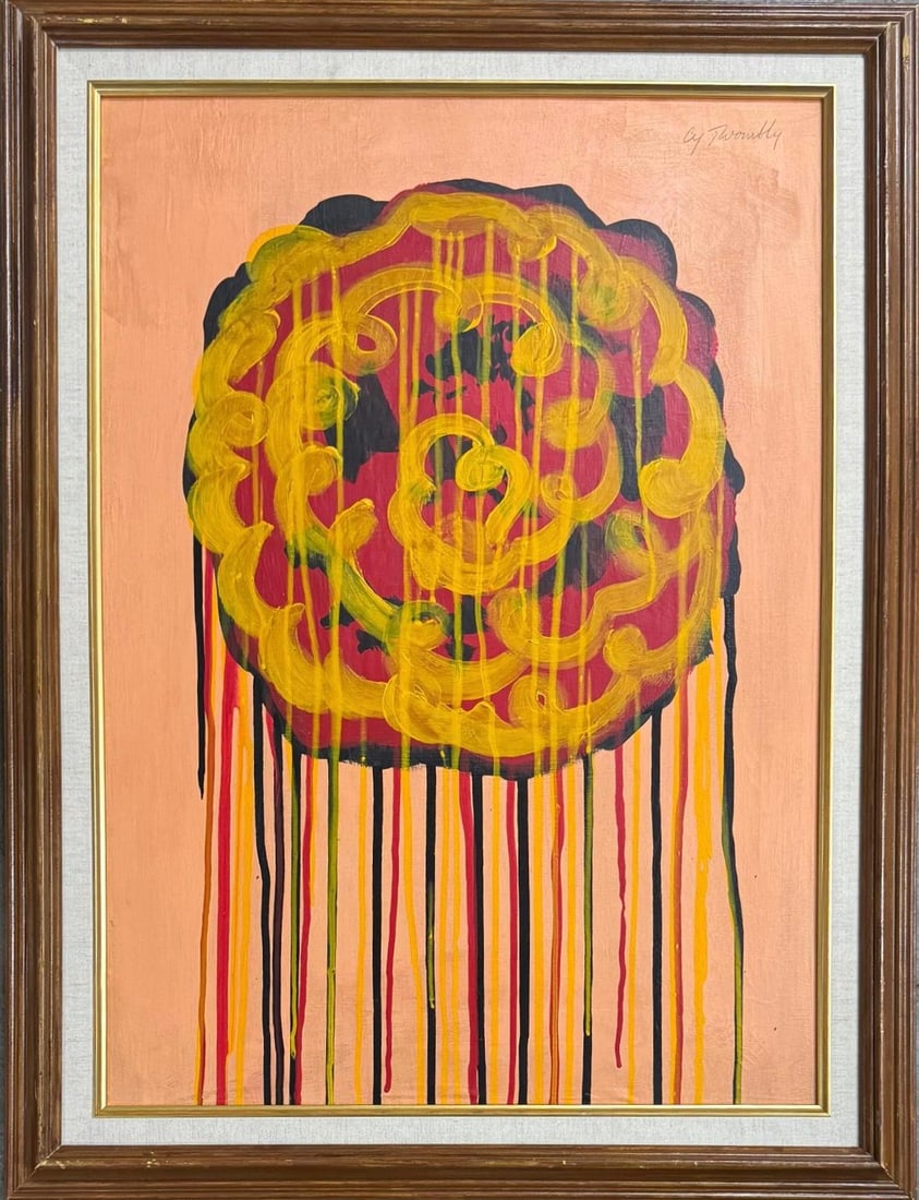 Cy Twombly, Acrylic on canvas.: Cy Twombly (1928-2011) Title: Untitled (Abstract composition), Medium: Acrylic on canvas, Date: Undated , Size: 28" h x 20" w inches. This lot is accompanied by a COA (Certificate of Attribution) and 