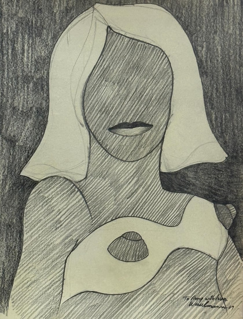 Tom Wesselmann, Pencil on paper.: Tom Wesselmann (1931-2004) Title: Untitled (Blonde), Medium: Pencil on paper, Size: 12 h x 9 w in, Date: 1969. This lot is accompanied by a Certificate of Attribution and is not a reproduction, it is 