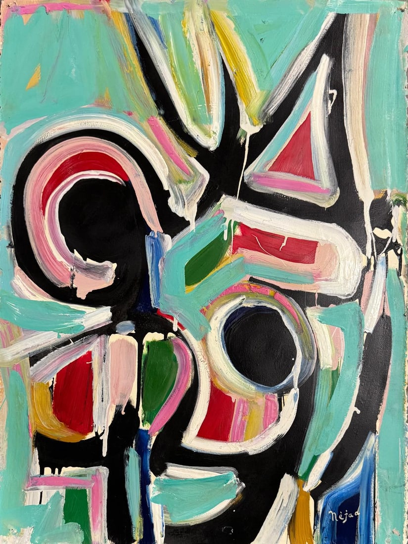 Nejad Melih Devrim, Oil on paper.: Nejad Melih Devrim (1923-1995) Title: Untitled (Abstract composition), Medium: Oil on paper, Size: 30" h x 22.50" w inches, Date: Undated. This lot is accompanied by a COA (Certificate of Attribution)