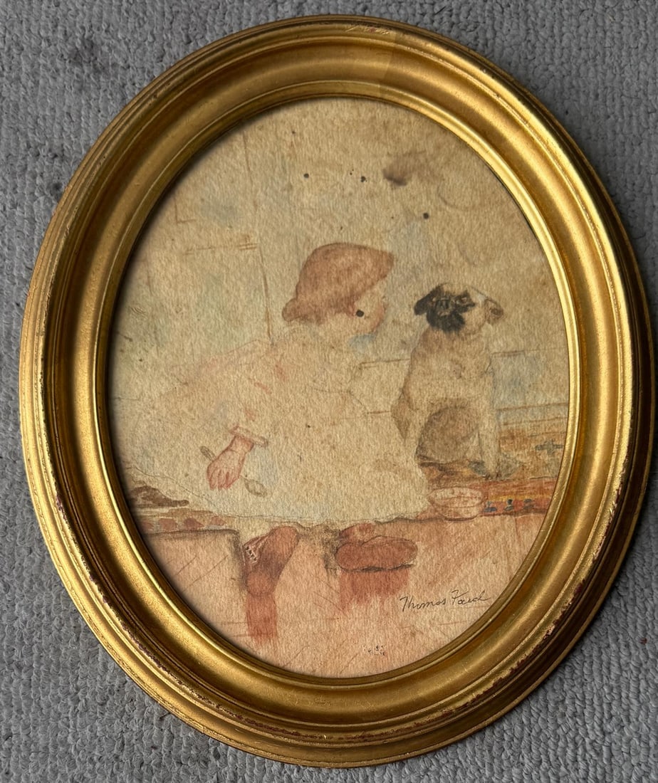 Thomas Faed, MIxed media on paper.: Thomas Faed (Scottish, 1826-1900) Title: Untitled, Medium: MIxed media on paper, Size: 10 h x 8 w inches, Date: Undated. This lot is accompanied by a COA (Certificate of Attribution) and is not a repr