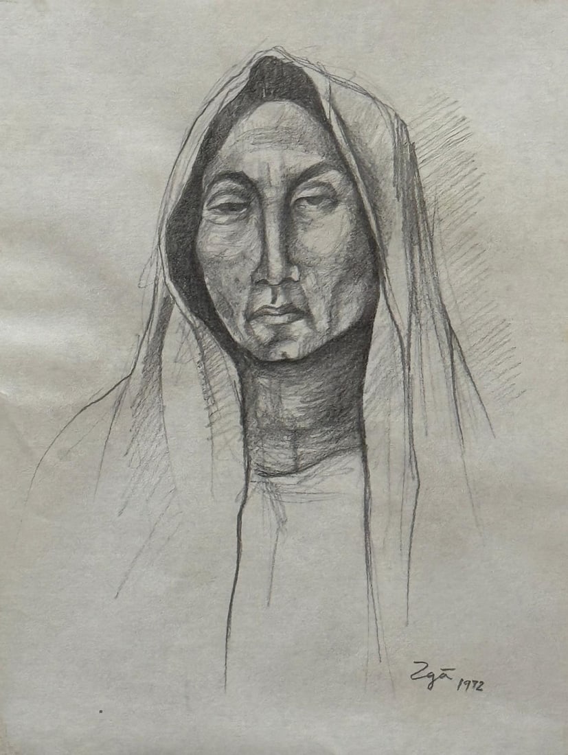 Francisco Zuñiga, Graphite on paper.: Francisco Zuñiga (1912-1998) Title: Untitled (Portrait of a Woman), Medium: Graphite on paper, Size: 12 h x 9 w in, Date: 1992. This lot is accompanied by a COA (Certificate of Attribution) and is no