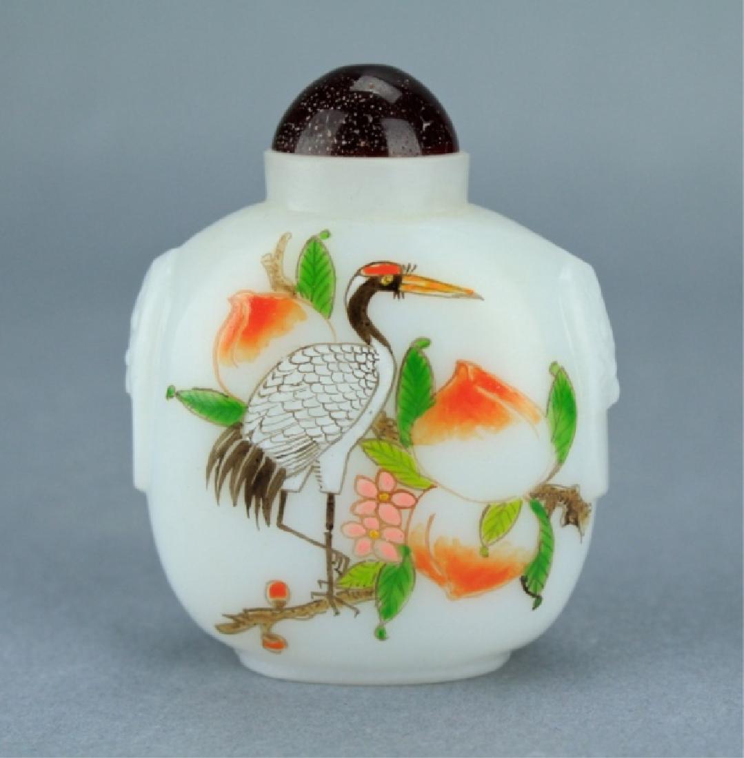Qing Famille Rose Crane Snuff Bottle QianLong Peri (1 of 6)