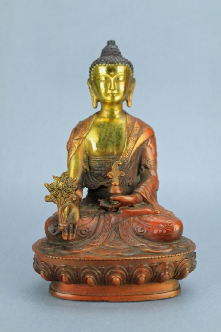 Ming Bronze Buddha Sitting on Lotus Figure (1 of 6)