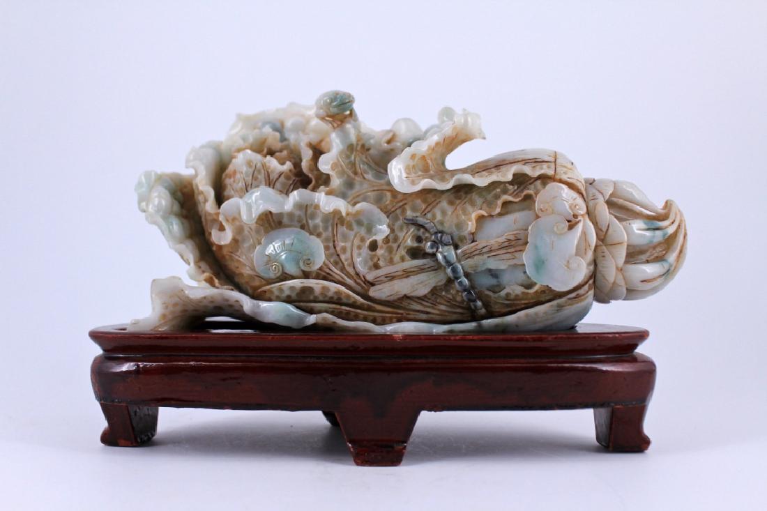 Large Hand Carved Jade Cabbage Figure Qing Period (1 of 11)