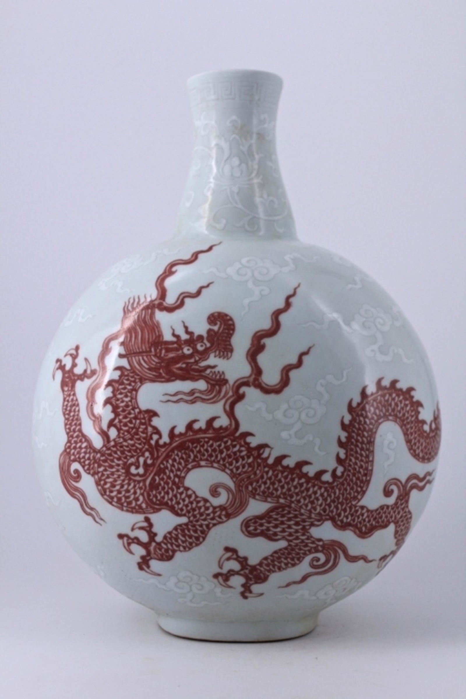 Large Ming Red/White Dragon Porcelain Flask (1 of 9)