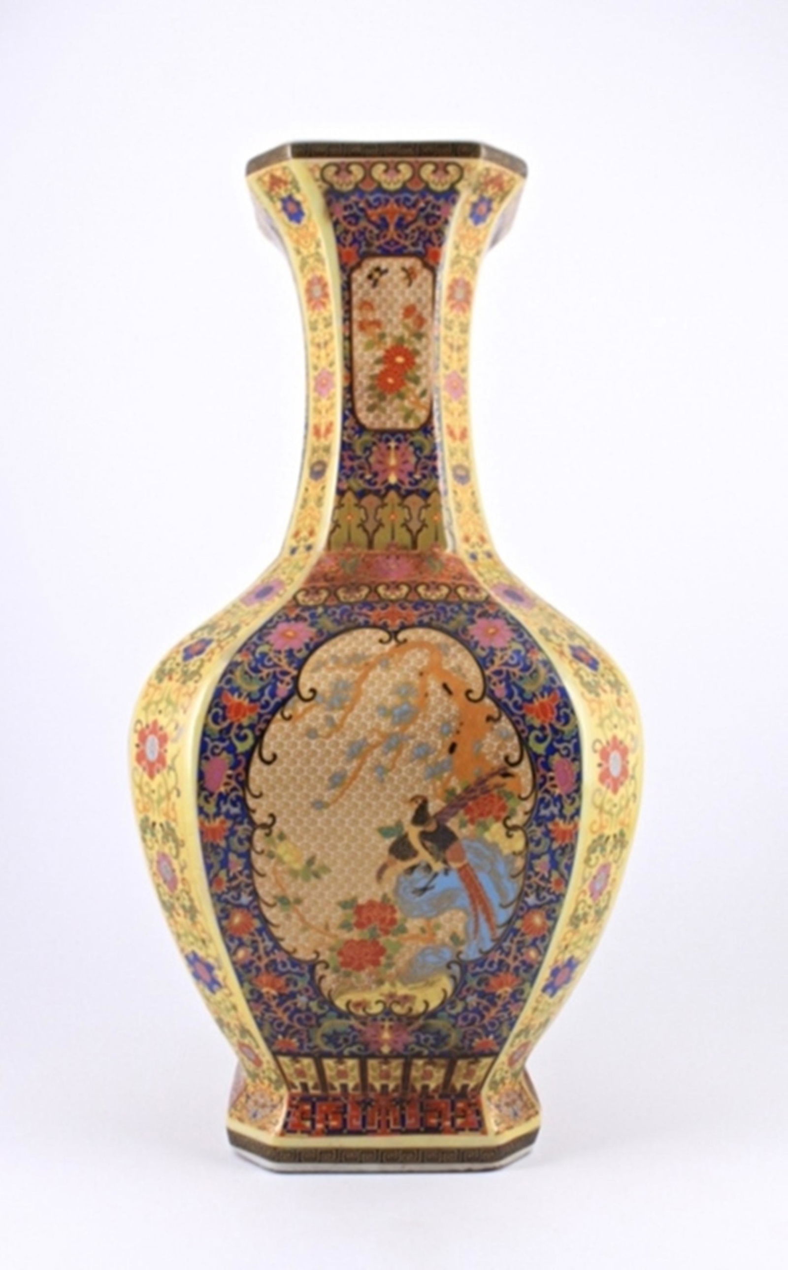 Large Qing Famille Rose Floral Vase Yong Zheng Mar: Large Qing Famille Rose Floral Vase Yong Zheng Mark 16 1/8 h x 7 1/2 x 7 1/2"