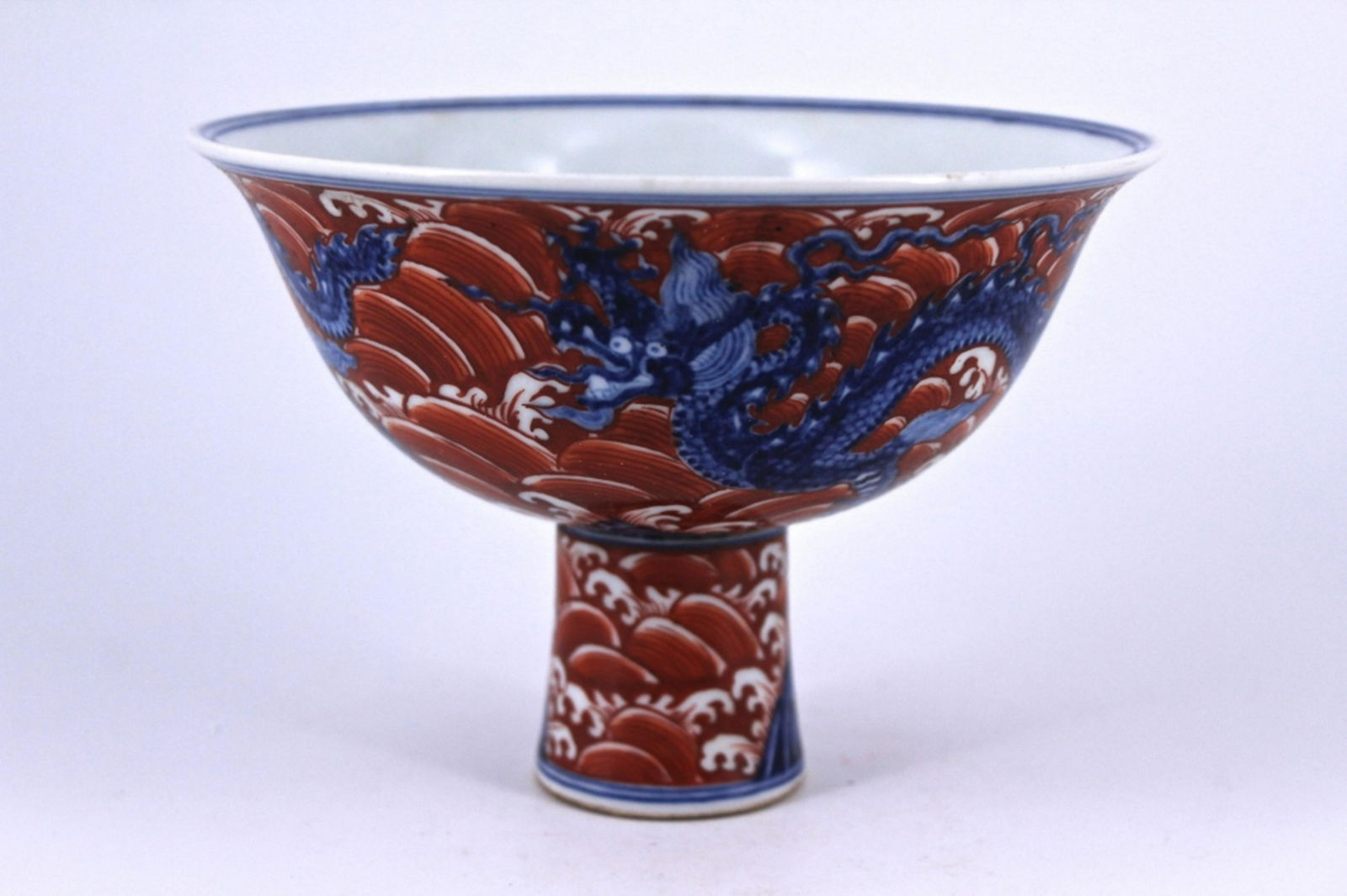 Ming Blue/Red Dragon Porcelain Hand Cup (1 of 6)