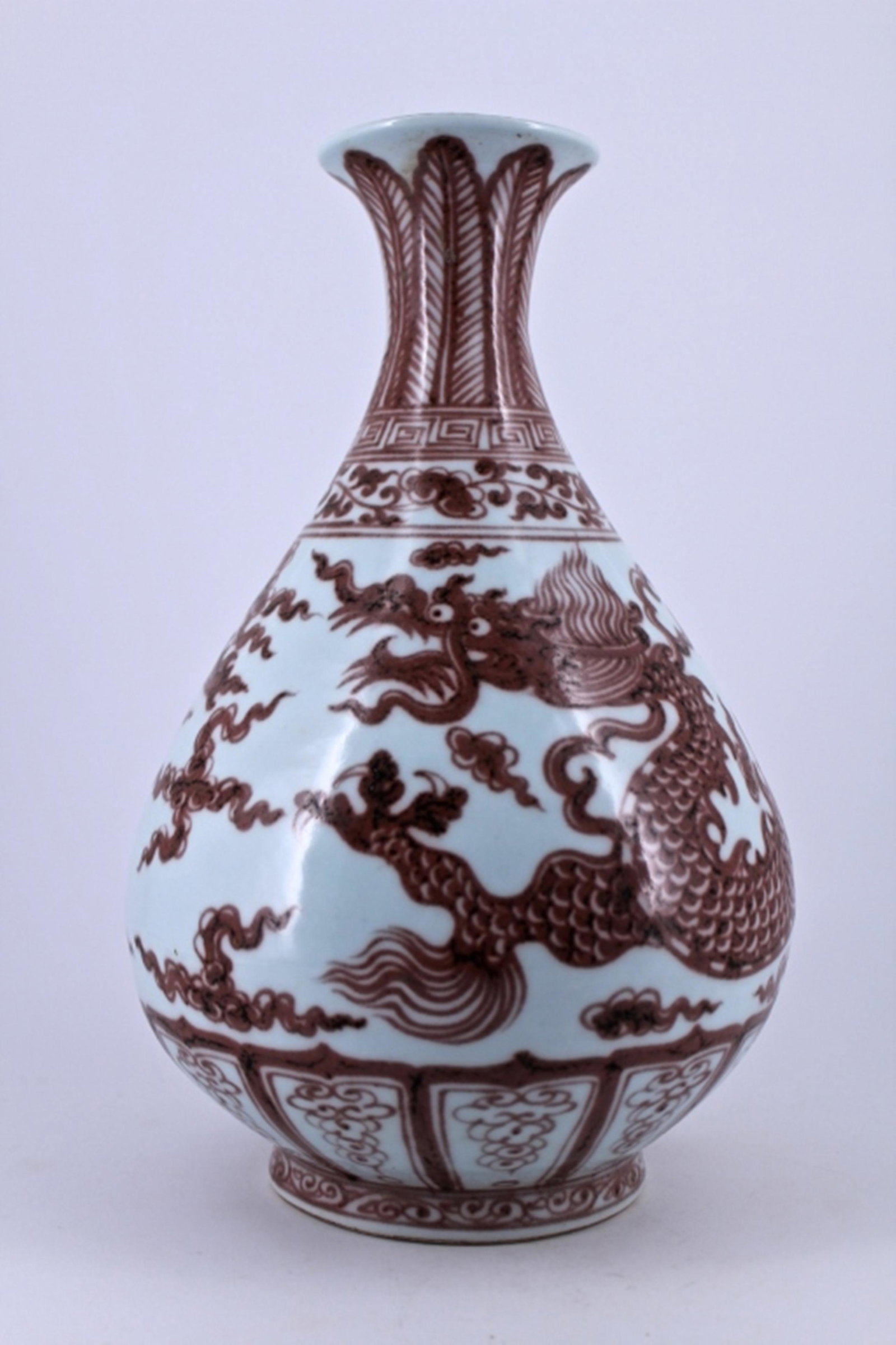 White&Underred Dragon Porcelain Vase Ming Period: White&Underred Dragon Porcelain Vase Ming Period 12 1/2 h x 8w"