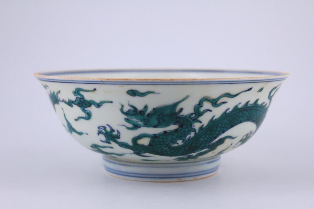 Ming Porcelain DouCai Green Dragon Bowl (1 of 7)