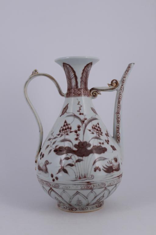 Ming White Red Floral Porcelain Pot (1 of 5)