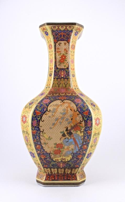 Large Qing Famille Rose Floral Vase Yong Zheng Mar: Large Qing Famille Rose Floral Vase Yong Zheng Mark 16 1/8 h x 7 1/2 x 7 1/2"