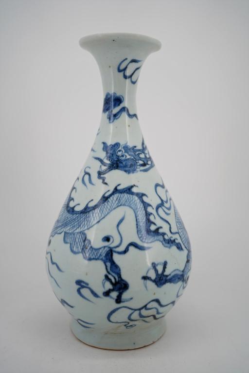 Yuan Porcelain Blue&White Vase: Yuan Porcelain Blue&White Vase 12 1/2 H x 5 5/8W"
