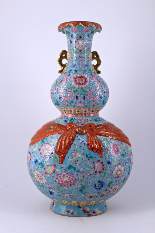Large Porcelain Famille Rose Double Gourd Vase (1 of 9)