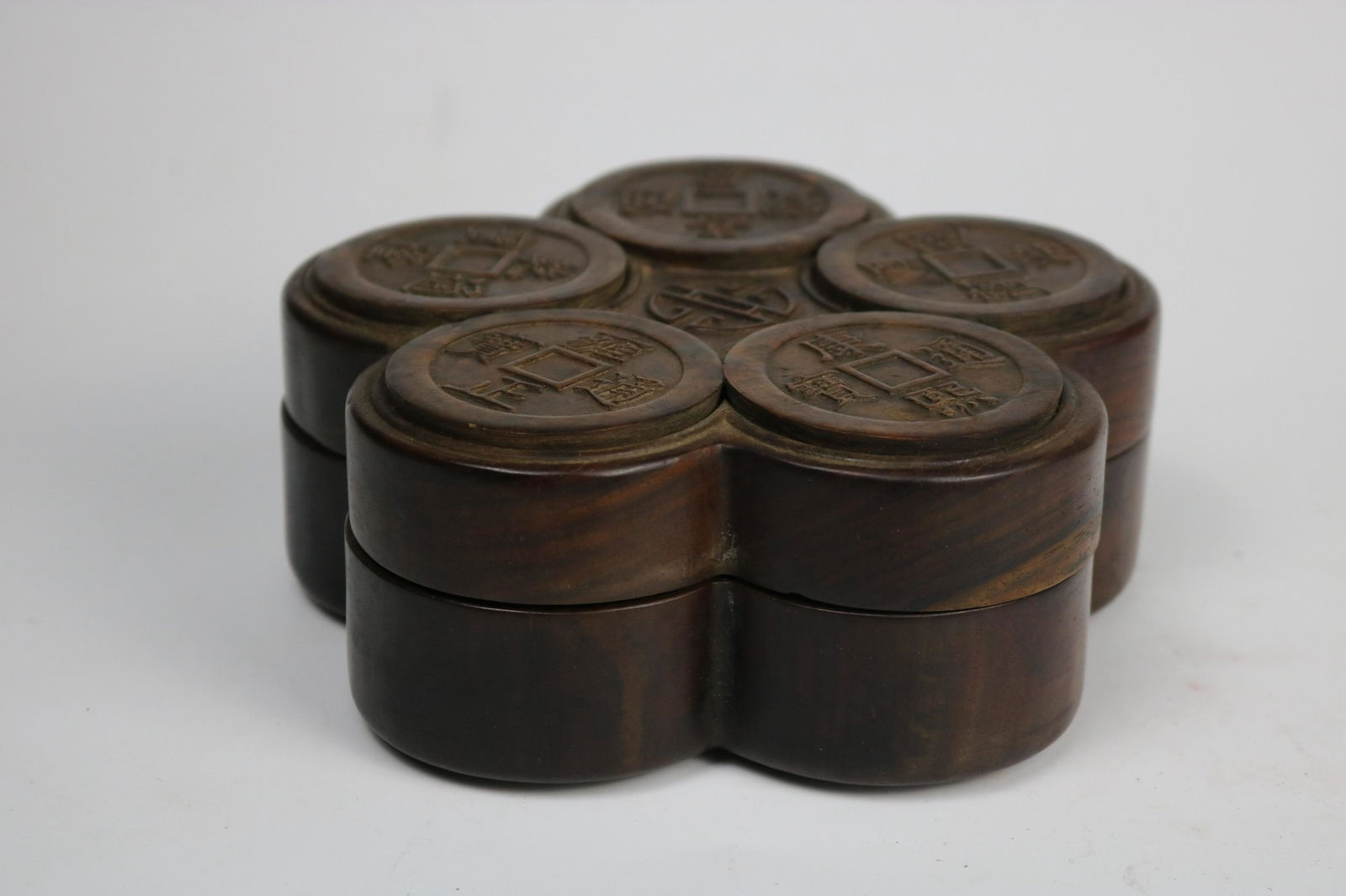 A Chinese Carved Hardwood Ring Case with Cover (1 of 7)