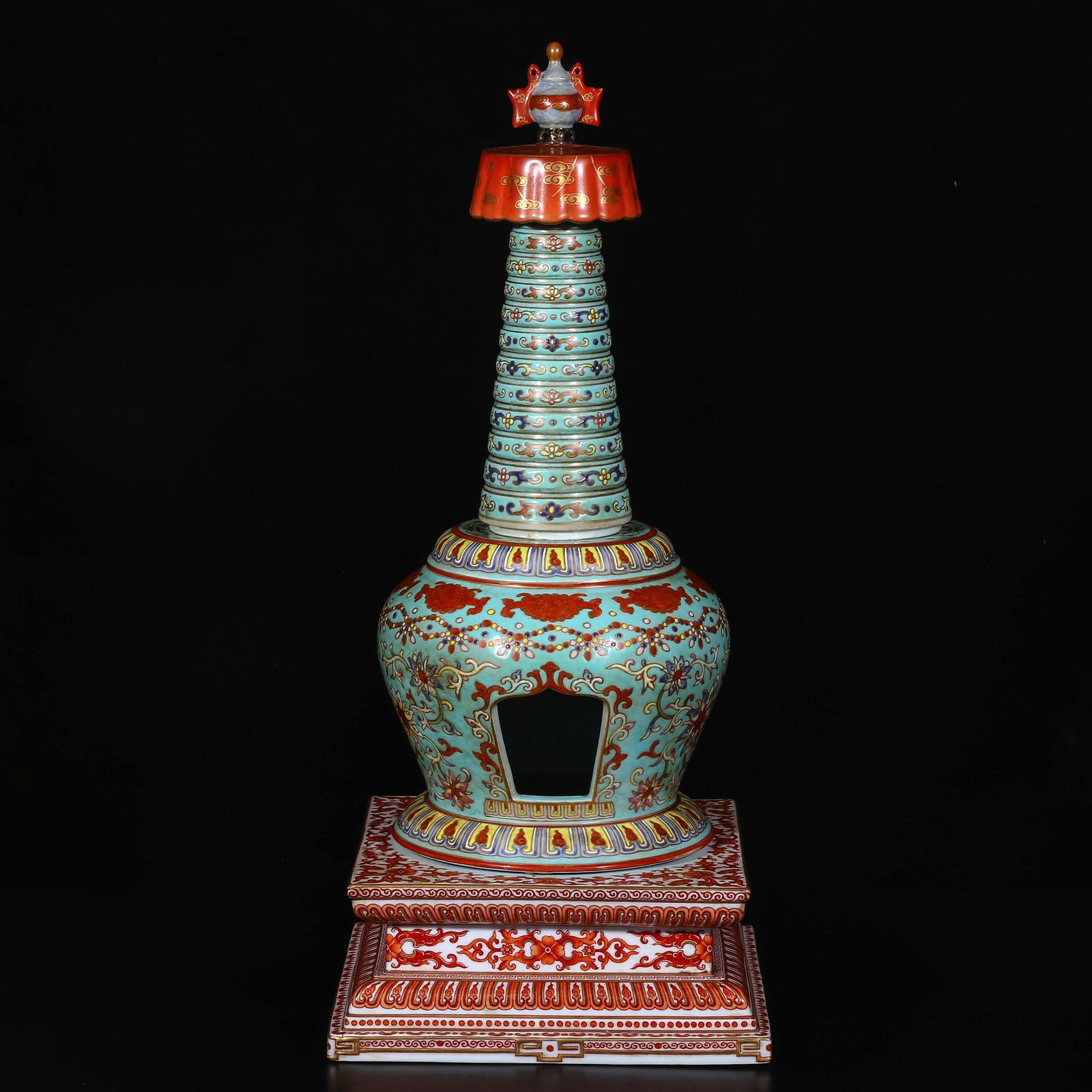 A Chinese Green Ground Famille-Rose Porcelain Buddhist (1 of 8)