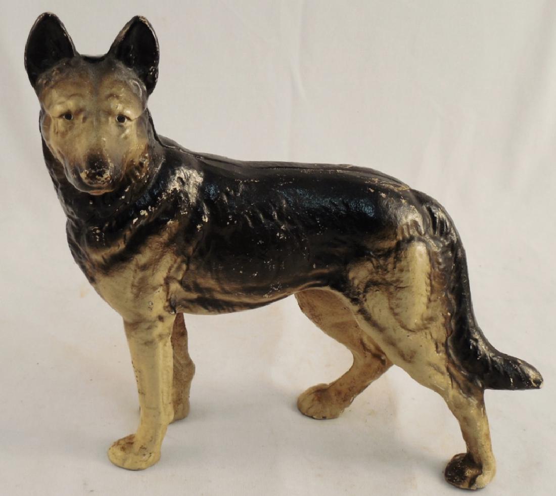 Cast Iron Dog Doorstop German Sheppard: 9 1/2" L x 9" H