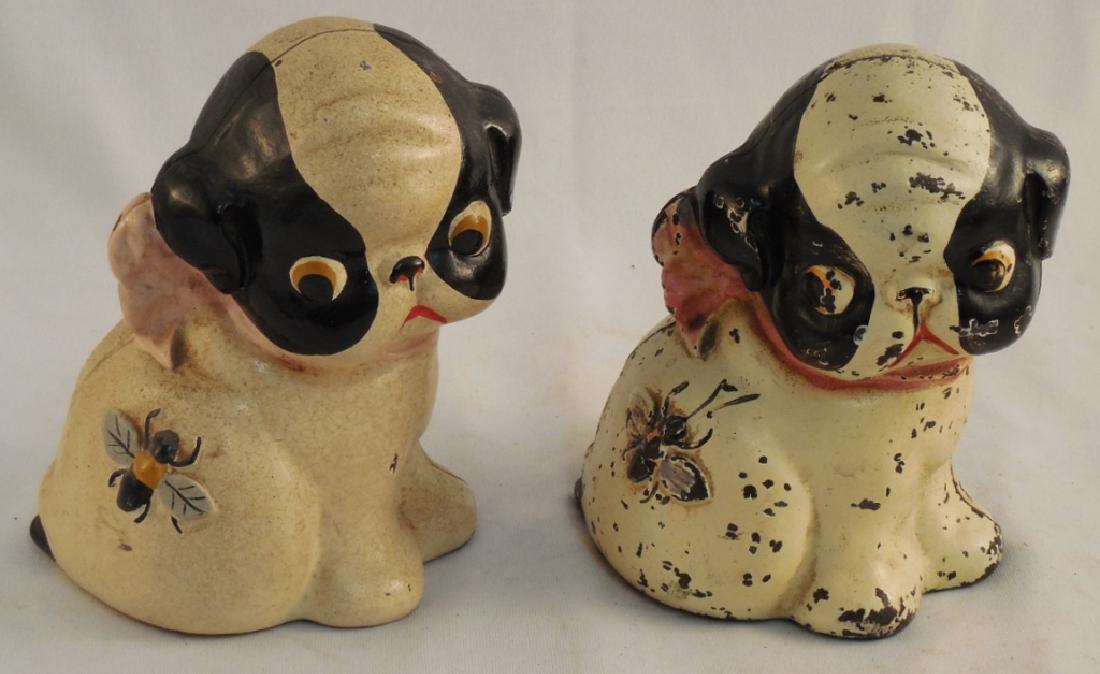 Lot of 2 Cast Iron Dog Doorstop Banks (1 of 2)