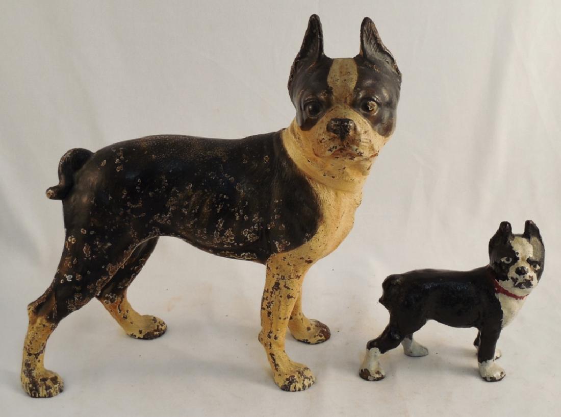 Lot of 2 Cast Iron Dog Doorstops Boston Terriers (1 of 2)