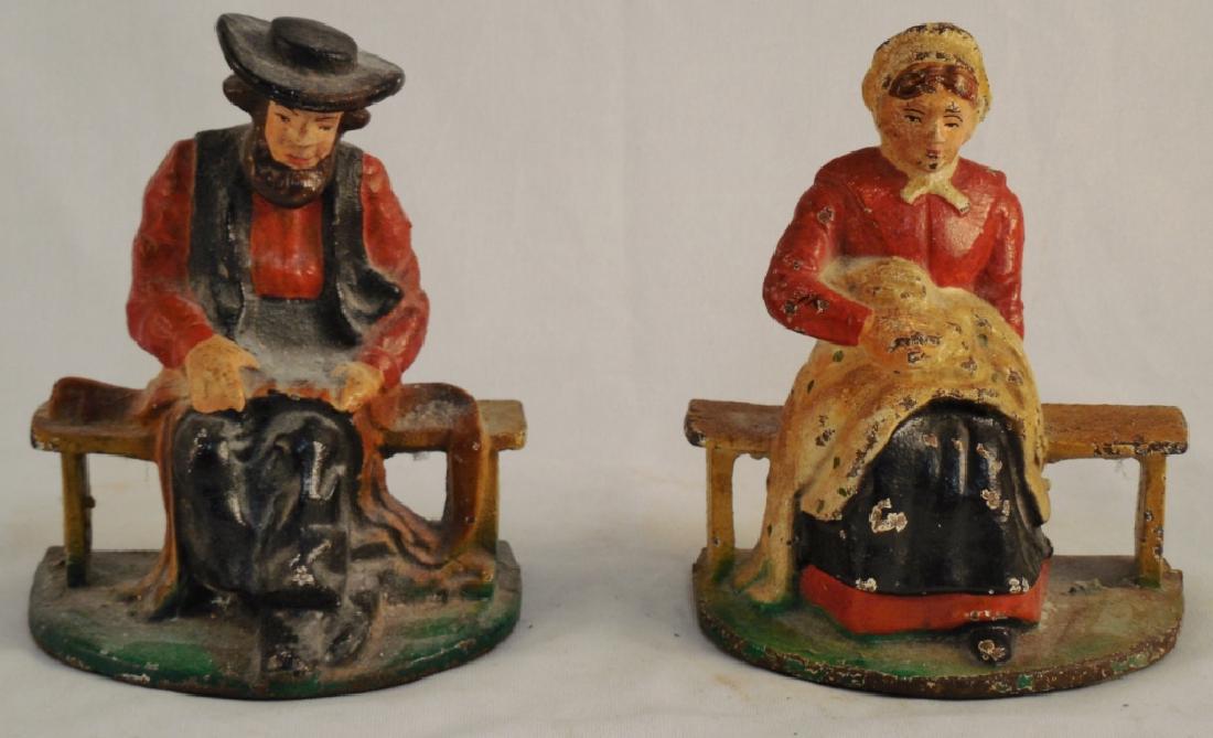 Cast Iron Bookend Amish Man and Woman (1 of 2)