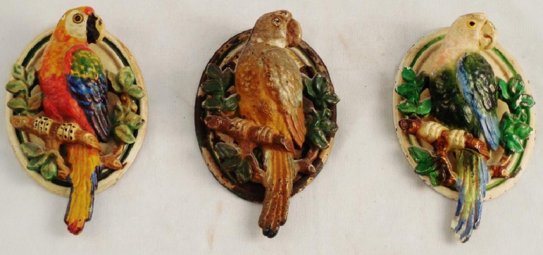 Lot of 3 Cast Iron Door Knockers Parrots (1 of 2)